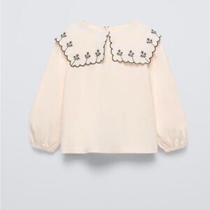 Zara kids Cream Blouse with Black Embroidery